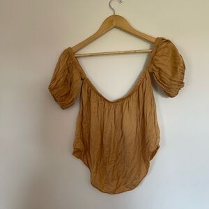 Vici mustard yellow off the shoulder crop top O/S